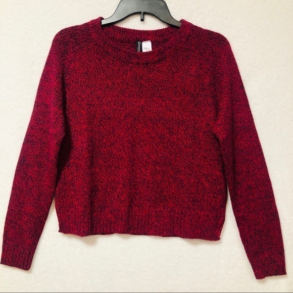 Divided Sweaters - Divided by H&M Black and Red Knit Boxy Crewneck Sweater Size XS